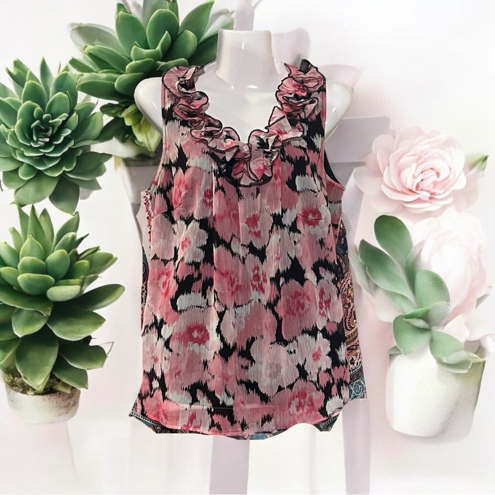 2 for $20 Floral Ruffle Sleeveless Top